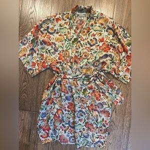 Silx by August Silk Vintage 100% Silk Multicolor Robe Floral